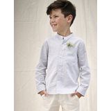 Vertbaudet - Jongenshemd - Bloemenprint - Wit - 100% Katoen