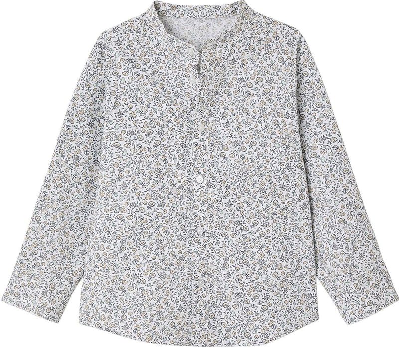 Vertbaudet - Jongenshemd - Bloemenprint - Wit - 100% Katoen