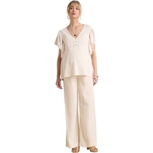 Blouse - V-hals - Wit - 89% Viscose 11% Linnen