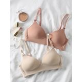 Set van 2 zwangerschaps- en borstvoedingsbeha's van microvezel en kant beige