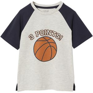 Vertbaudet - Sportshirt - Jongens - Ronde Hals - Lange Mouwen - Basketbal Motief in Reliëf