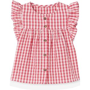 Saint Tropez - Vichy Blouse - Rood - Seersucker - Korte Mouwen