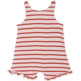 Jumpsuit - Romper - Rood - 100% Katoen - Gestreept, Knoopsluiting, Ruches