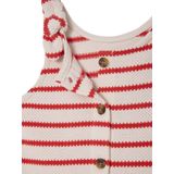 Jumpsuit - Romper - Rood - 100% Katoen - Gestreept, Knoopsluiting, Ruches