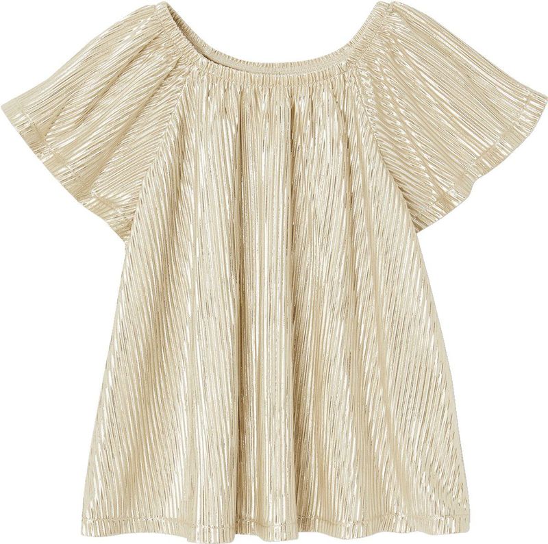 Blouse - Lamé - Ronde Hals - Vlindermouwen - 100% Polyester