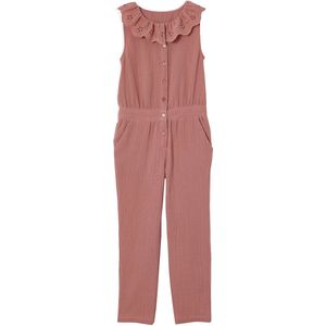 Vertbaudet - Lange Babytuinbroek - Katoenen Gaas - Lichtblauw - Sierkraag met Borduurwerk