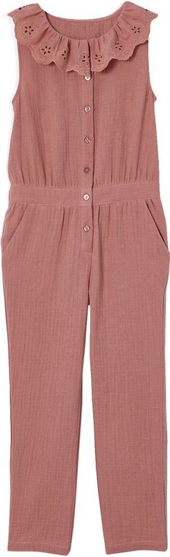 Vertbaudet - Lange Babytuinbroek - Katoenen Gaas - Lichtblauw - Sierkraag met Borduurwerk