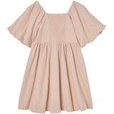 Gesmokte - Nette Meisjesjurk - Lichtroze - Geweven Stof - 97% Katoen, 3% Polyester