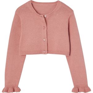 Bolerovest - Chambrayblauw - Meisjesvest - Lange Mouwen - Fijn Breisel