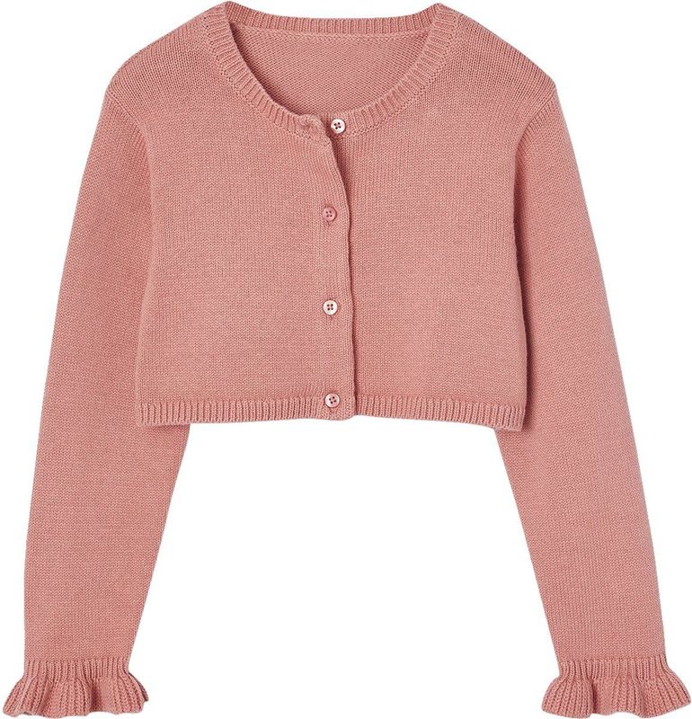 Bolerovest - Chambrayblauw - Meisjesvest - Lange Mouwen - Fijn Breisel