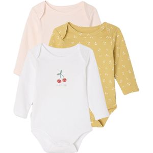 Vertbaudet - Set van 3 - Rompertjes - Kersen - 100% Biologisch Katoen