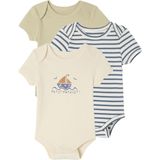 Rompertjes - Set van 3 - Gestreept en Effen - 100% Biologisch Katoen