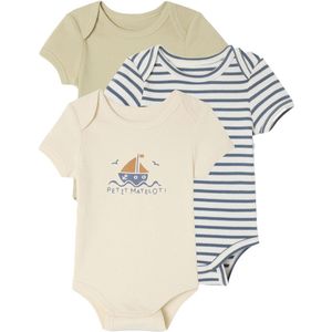 Set van 3 - Meegroei Babyrompertjes - Kaki - 100% Biologisch Katoen