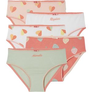 Set van 5 meisjesonderbroeken met print turquoiseblauw