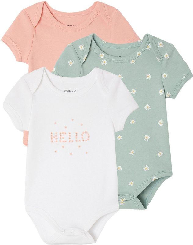 Vertbaudet Set van 3 Rompers - Korte Mouwen - 100% Biologisch Katoen