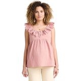 Zwangerschapsblouse - Katoen - Lichtblauw - Kanten Kraag - Knoopsluiting