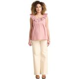 Zwangerschapsblouse - Katoen - Lichtblauw - Kanten Kraag - Knoopsluiting