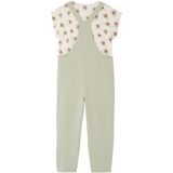 Meisjesset met T-shirt en tuinbroek saliegroen