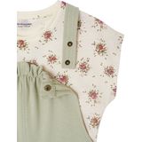 Meisjesset met T-shirt en tuinbroek saliegroen