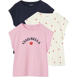 T-shirts - Set van 3 - Korte Mouwen - Ronde Hals - 100% Katoen