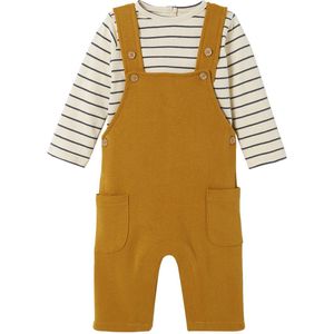 Fleece - Babyset - Karamel - T-shirt en Tuinbroek - Verstelbare Bretels