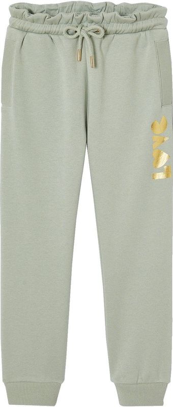 Joggingbroek - Saliegroen - Fleece - Meisjes - Met Motief op de Broekspijp