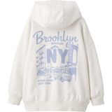 Hoodie - Ecru - Bedrukte Hoodie voor/achter JONEN