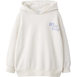 Hoodie - Ecru - Bedrukte Hoodie voor/achter JONEN