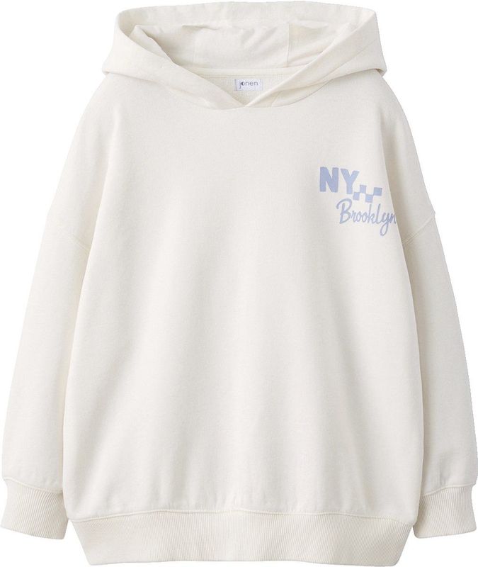 Hoodie - Ecru - Bedrukte Hoodie voor/achter JONEN