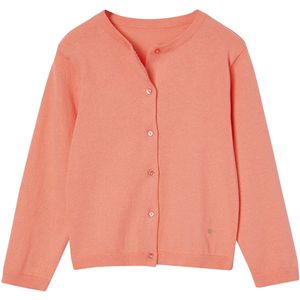 Meisjesvest Basics van fijn breisel koraal