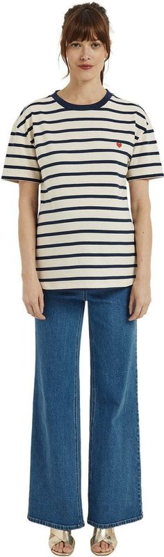 Vertbaudet - Gestreept Zwangerschapsshirt - Marineblauw - Biologisch Katoen