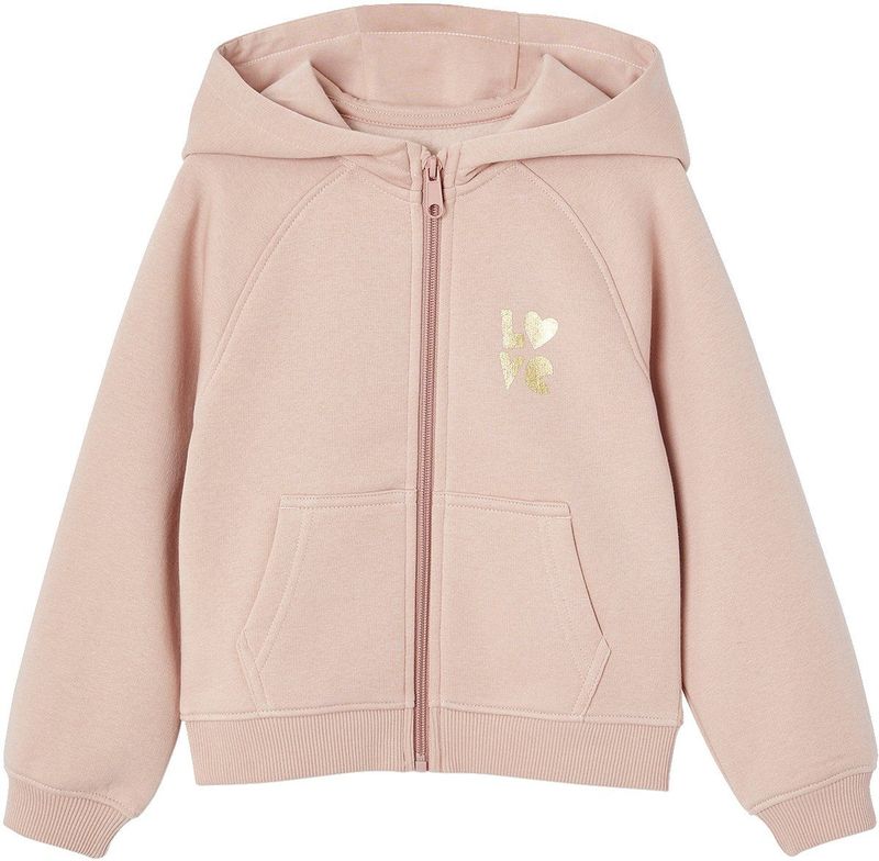 Hoodie - Roze - Meisjes - Met Rits en Capuchon - Geprint Love Motief