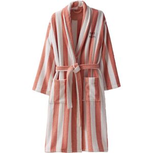 Gestreepte Badjas - Roze - TRANSAT Familie-Capsulecollectie - Personaliseerbaar - Gerecycled Katoen