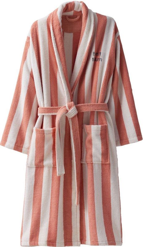 Gestreepte Badjas - Roze - TRANSAT Familie-Capsulecollectie - Personaliseerbaar - Gerecycled Katoen