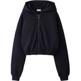 JONEN - Cropped Sweater - Antraciet - Met Rits en Capuchon - Voor Meisjes