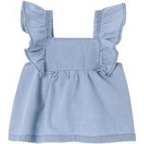 Blouse - Licht Denim - Babyblouse - Korte Geruite Mouwen