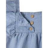 Blouse - Licht Denim - Babyblouse - Korte Geruite Mouwen