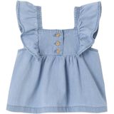 Blouse - Licht Denim - Babyblouse - Korte Geruite Mouwen