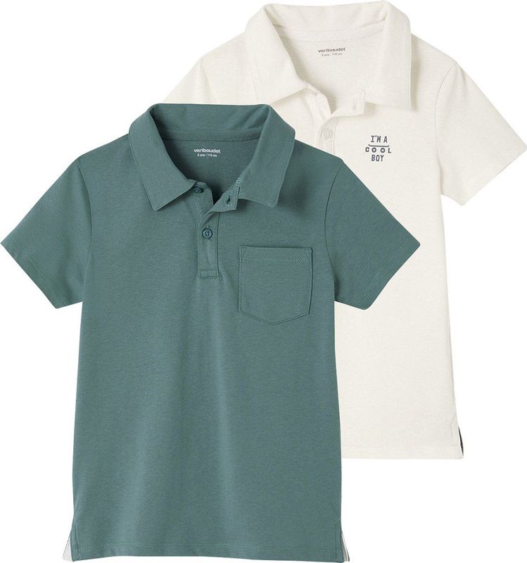 Set van 2 - Polo's - Blauwgroen - Korte Mouwen - Jongens