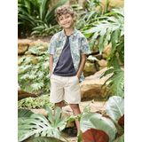 Jongenshemd - Groen - Bedrukt - Korte Mouwen - Exotisch Bladmotief