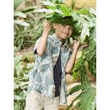 Jongenshemd - Groen - Bedrukt - Korte Mouwen - Exotisch Bladmotief