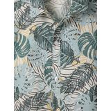 Jongenshemd - Groen - Bedrukt - Korte Mouwen - Exotisch Bladmotief