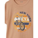 Jongens - T-shirt - Wit - Katoen - Korte Mouwen, Grafisch Ontwerp, Contrasterend Borstzakje