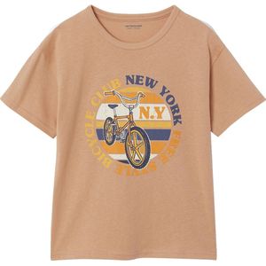 Jongens - T-shirt - Wit - Katoen - Korte Mouwen, Grafisch Ontwerp, Contrasterend Borstzakje