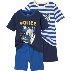 Set van 2 Pyjamashorts - Koningsblauw - Politiethema - Voor Jongens