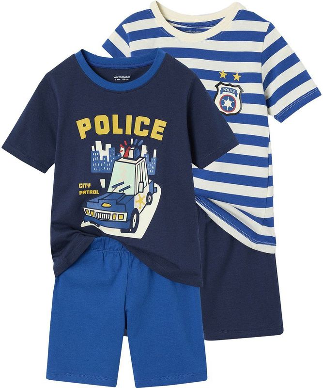 Set van 2 Pyjamashorts - Koningsblauw - Politiethema - Voor Jongens