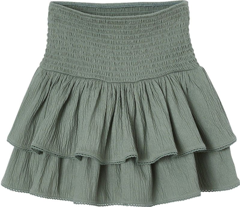 Strokenrok - Saliegroen - Met Ruches en Smokwerk aan de Taille