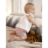 Effen Blouse - Ecru - Korte Mouwen - Ruches