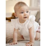 Effen Blouse - Ecru - Korte Mouwen - Ruches