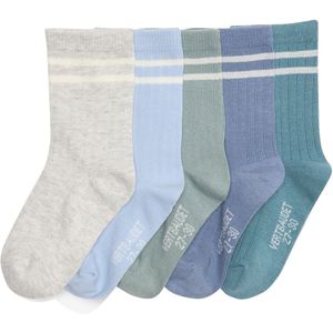 Set van 5 Paar Geribbelde Sokken - Marineblauw - Voor Jongens